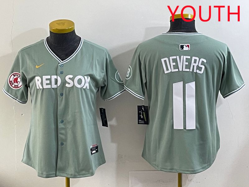 Youth 2025 Boston Red Sox #11 Devers Light Green Joint Name Nike MLB Jersey style 3->youth mlb jersey->Youth Jersey